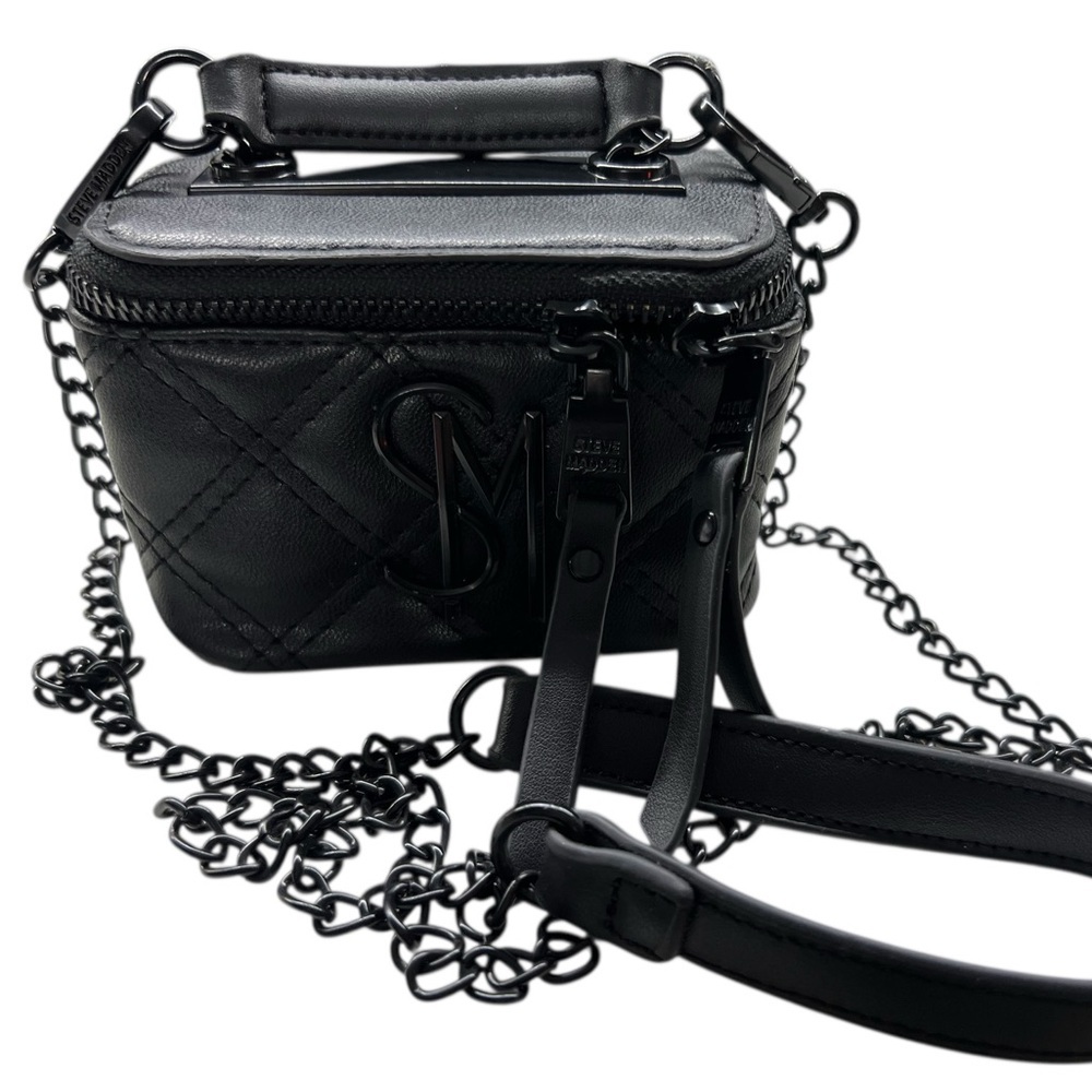 Steve Madden BTeensie black square quilted mini vanity case.